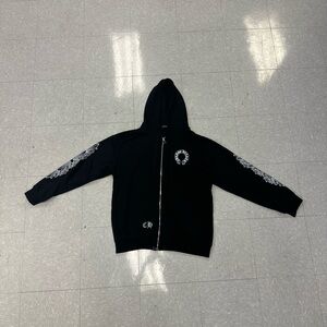 BLACK CHROME HEARTS ZIP UP HOODIE